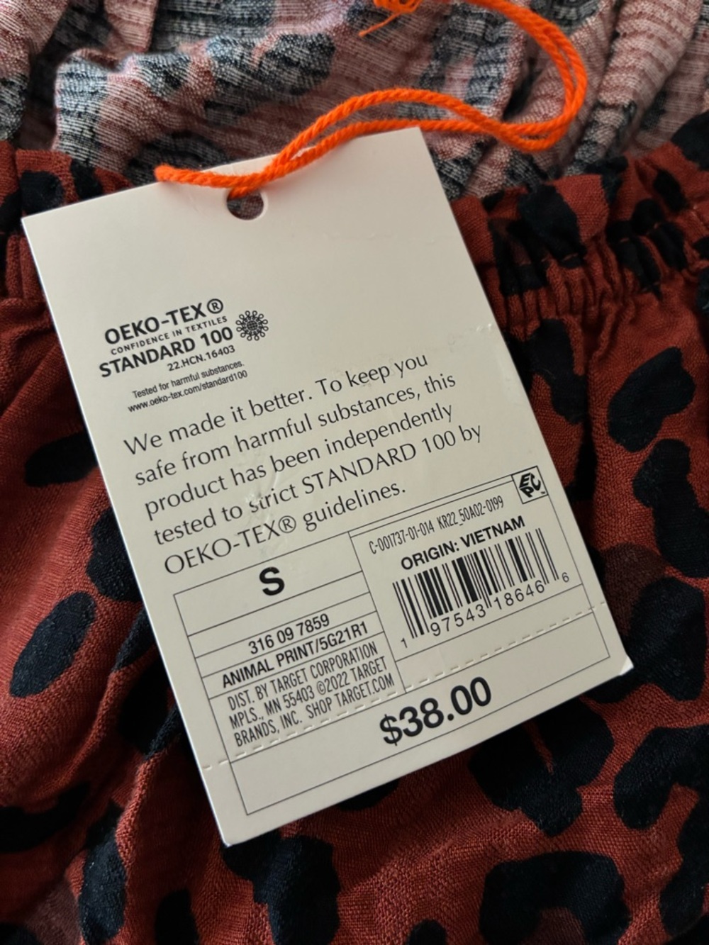 Rust Leopard Print Smocked Waist Midi Dress NWT Size Small - Picture 4 of 8